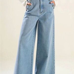 Stylish Light Blue Wide-Leg Jeans